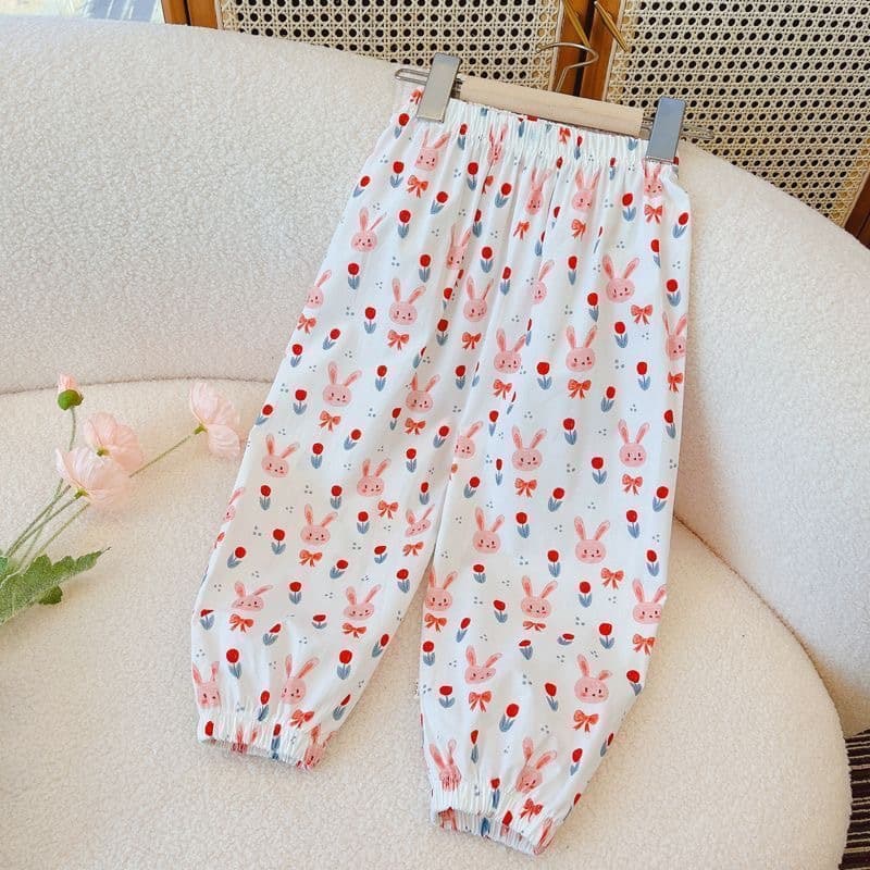 【Lightning Warehouse Bestseller】Baby Cartoon Print Lantern Pants Cropped Pants Air Conditioning Pants Casual Pants Kids Mosquito Repellent Pants