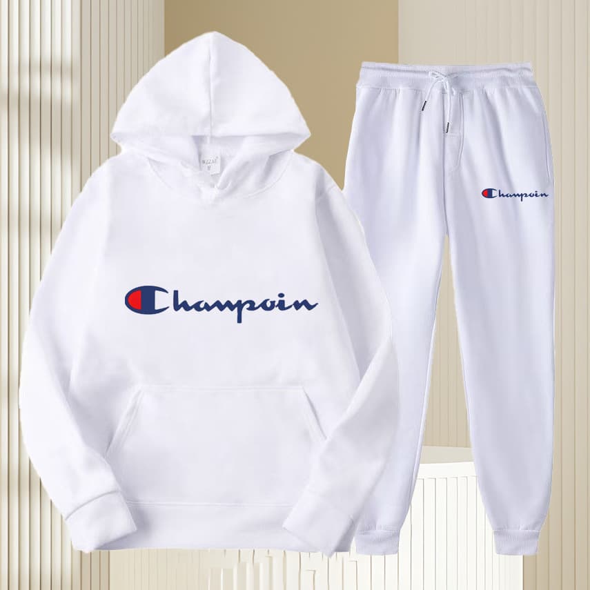 2025 Spring New Solid Color Hooded Pullover Casual Sweatshirt Blank Men's Hoodie Fleece-Lined Pullover Set Trendy