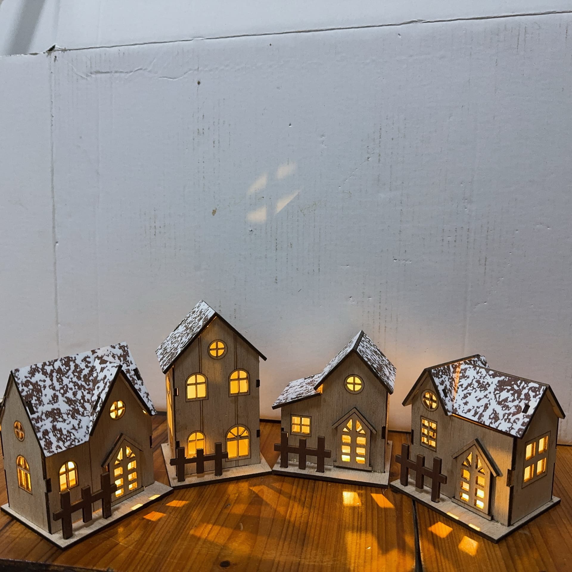 Christmas Decoration Tabletop Ornament Glowing Wooden Cabin Nordic Style Retro Wooden House Christmas Decoration