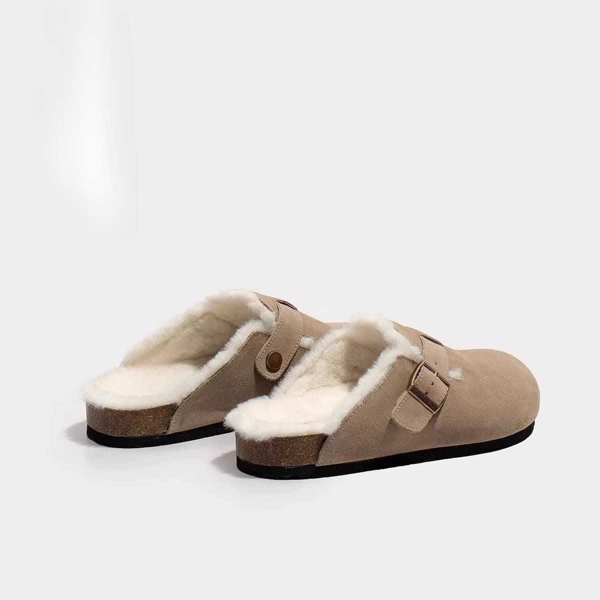 2024 Birkenstock Leather Fleece-Lined Moccasin Slippers for Couples, Unisex Autumn Winter Indoor Outdoor Slides