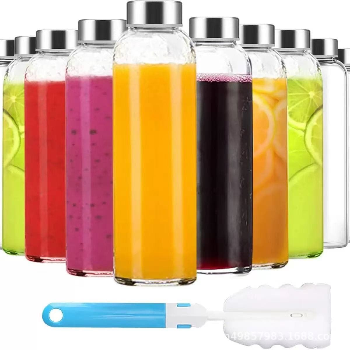 Amazon Cross-Border 16oz Glass Water Cup Bestseller Transparent Juice Bottle Beverage Juicer Fruit Tea Cup with Lid Leak-Proof Set
