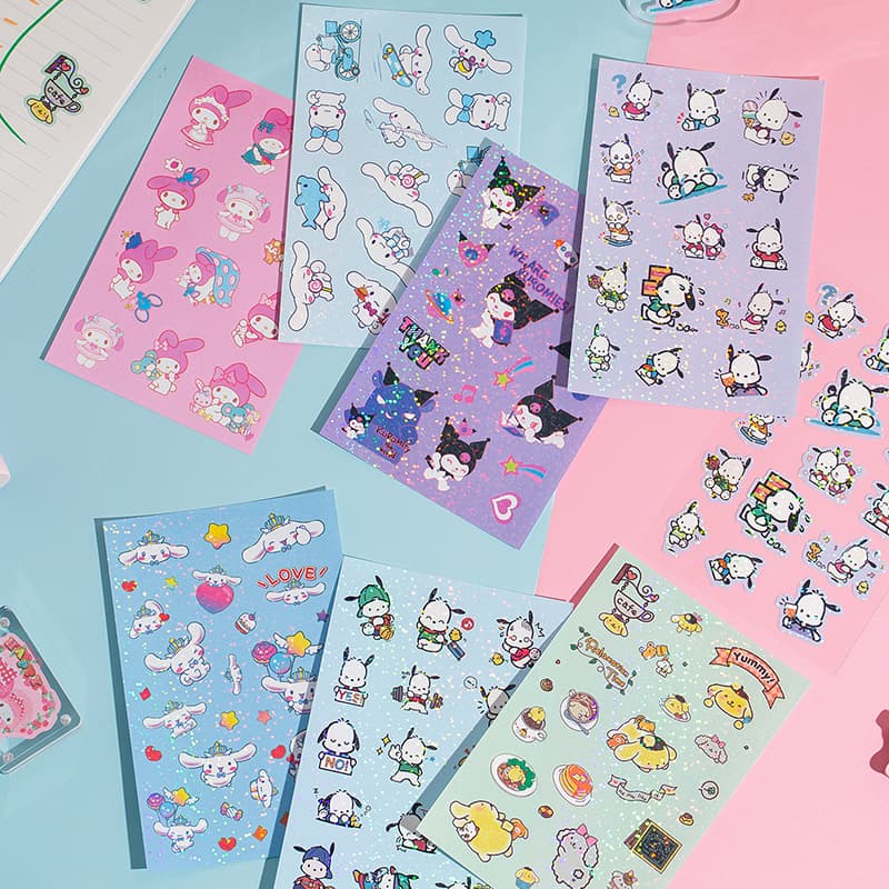 Sanrio Sticker Cartoon Cute Kurome Pacha Dog Daily Necessities Sticker Stationery Waterproof Creative Guka Sticker