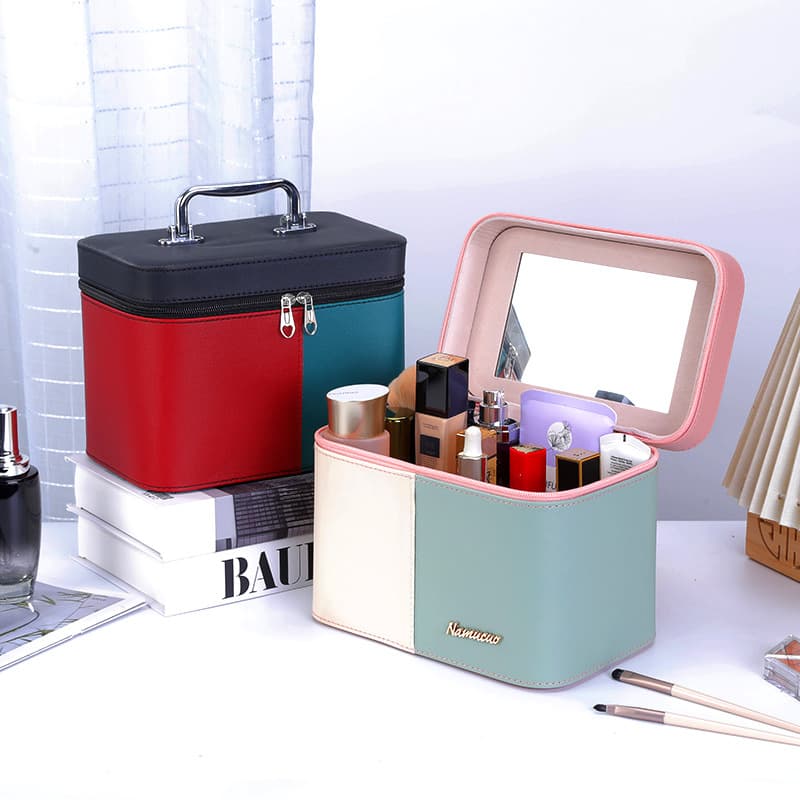 Solid Color Macaron Handheld Cosmetic Case Premium Large Capacity Makeup Bag Portable Toiletry Organizer for Skincare Storage