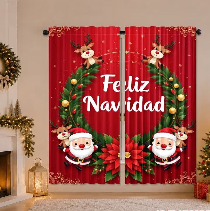 Amazon Christmas Cartoon Curtain, Digital Print Coffee Curtain, Kitchen Sink Cabinet Dustproof Curtain