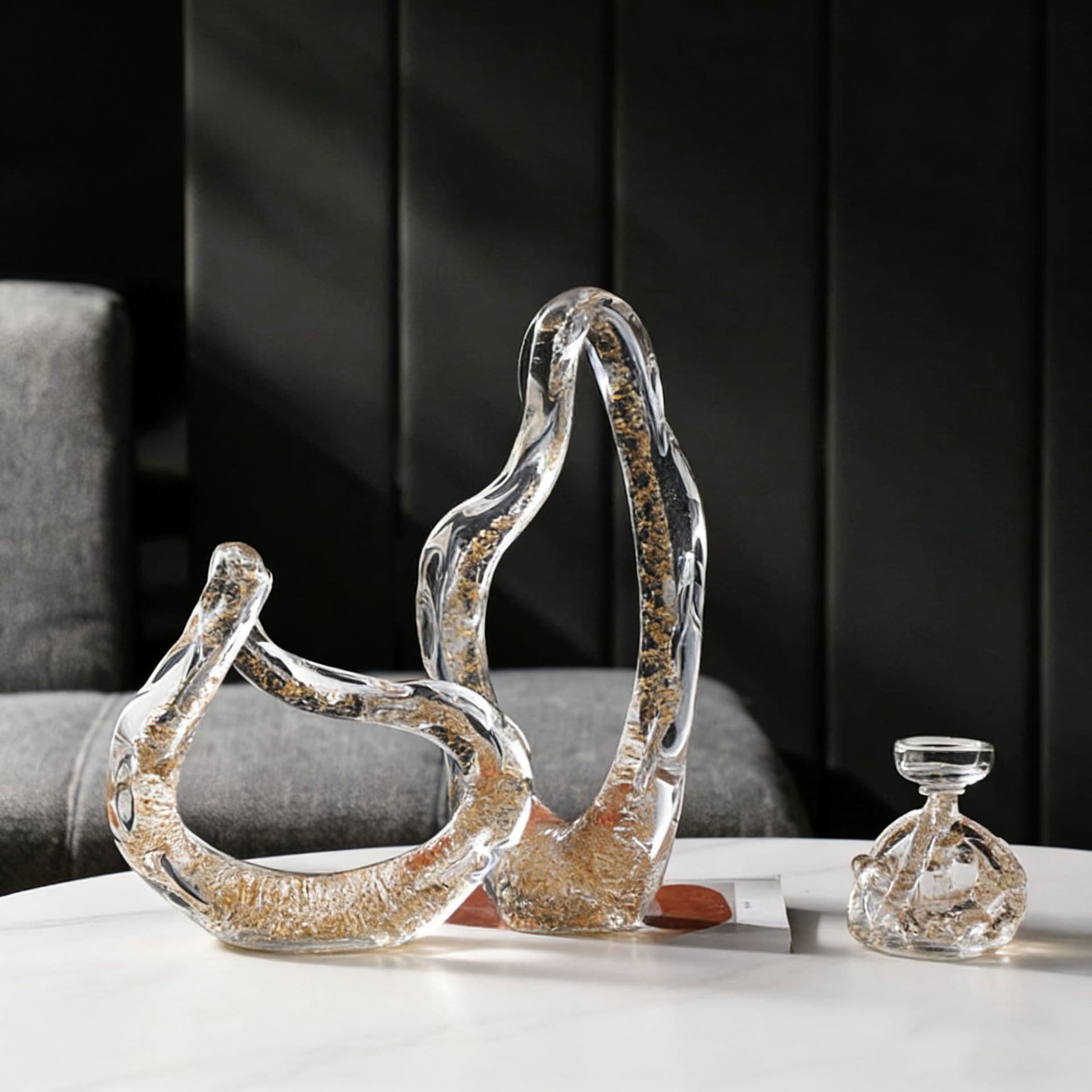 Light Luxury Vintage Warm-Tone Handmade Glass Tabletop Decor Home Living Room Entryway Dried Flower Hydroponic Vase