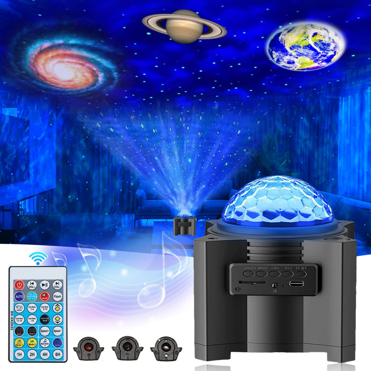 Starry Sky Projector Lamp LED Ocean Projector Bluetooth Audio Water Pattern Laser Sky Starry Atmosphere Night Light