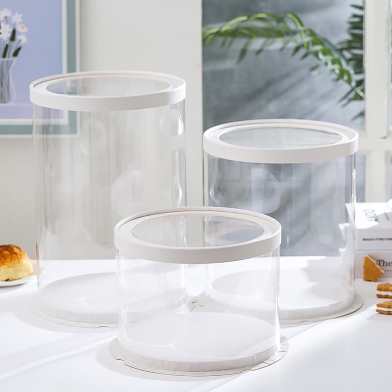 Wholesale Transparent Round Baking Cake Box 4/6/8/10/12 Birthday Cake Multi-Layer Sizes for Flowers and Pastries