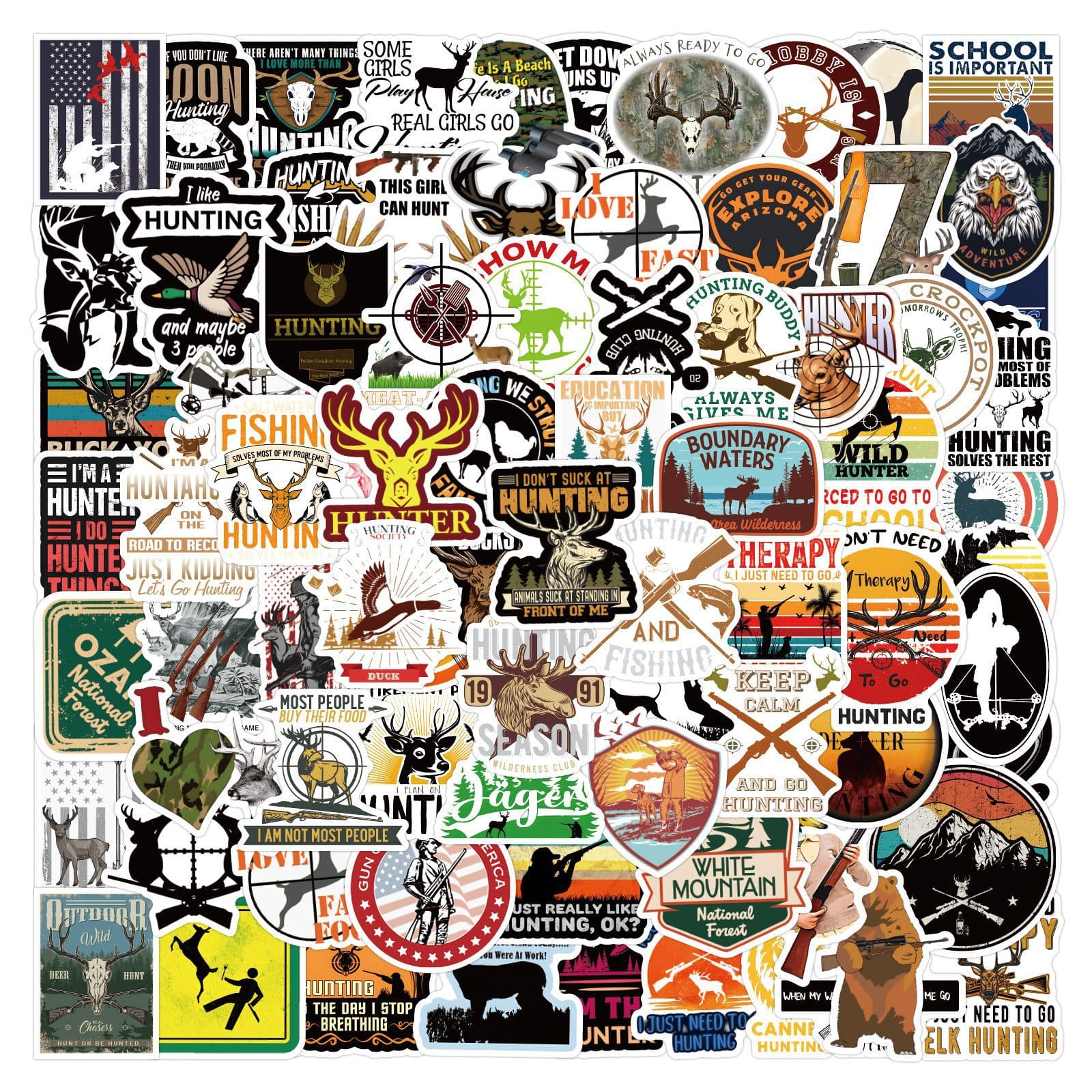 110 cross-border hunting stickers to decorate handbooks, stationery, water cups, computer waterproof stickers