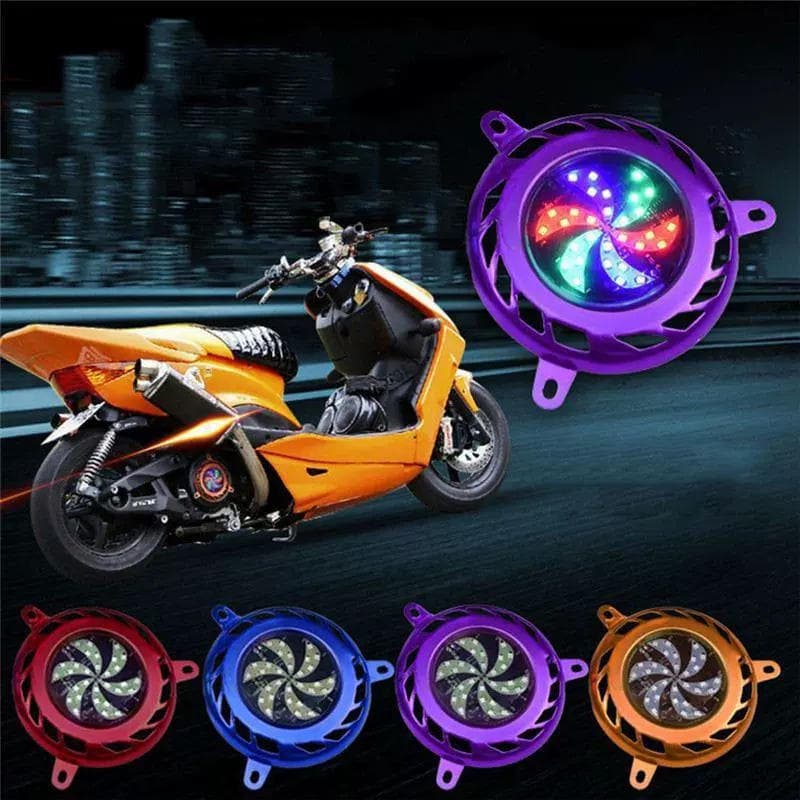 Motorcycle modification accessories, colorful flashing hot wheels, windmill lights, ghost fire pedals, wind blade cover decoration, LED lights