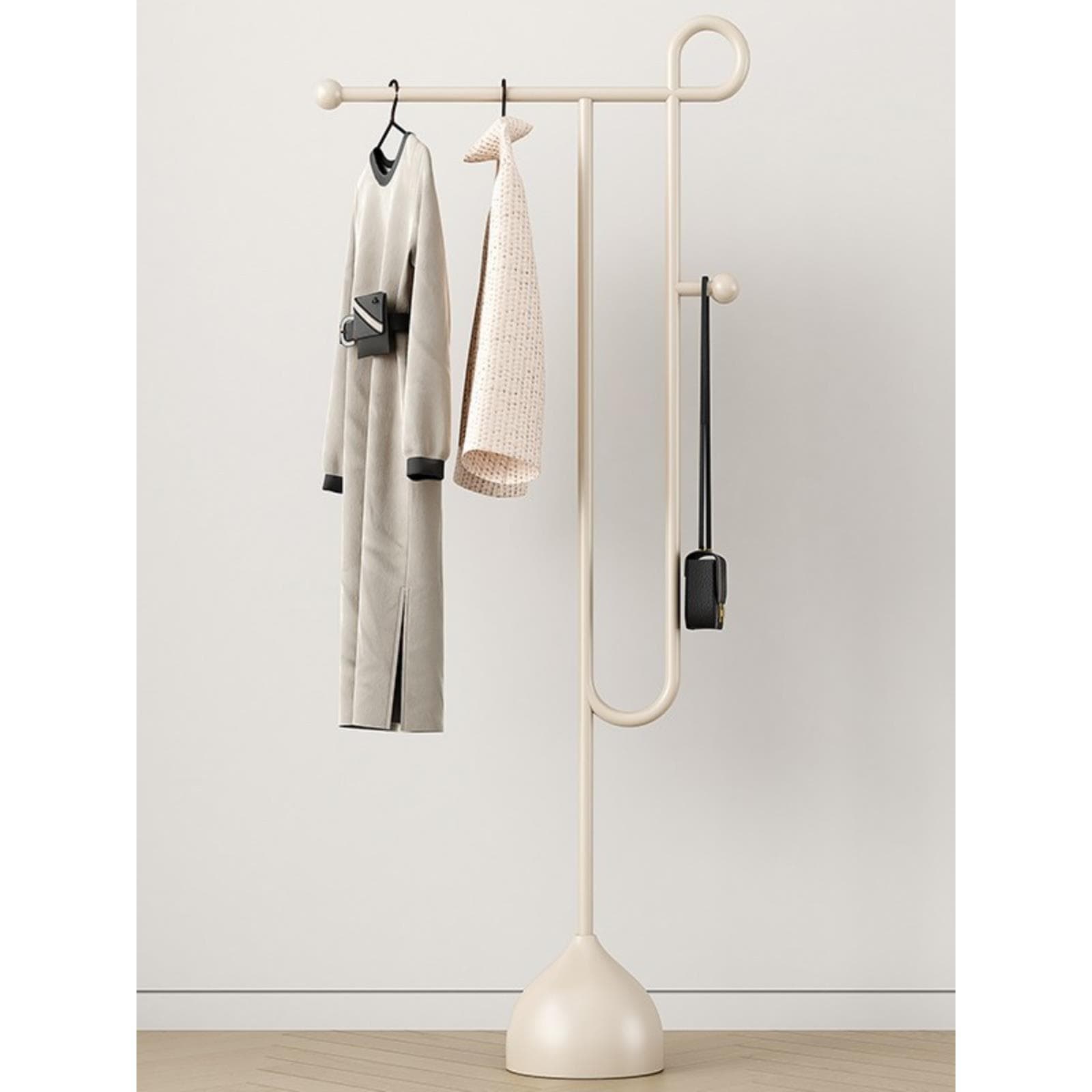 Cream-Colored Coat Rack Floor Standing Garment Display Stand for Entryway, Living Room, and Bedroom