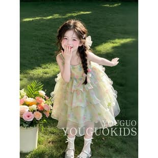 Girls' Dress Summer 2026 New Style Children's Fashionable Camisole Cake Princess Dress Puffy Skirt for Girls