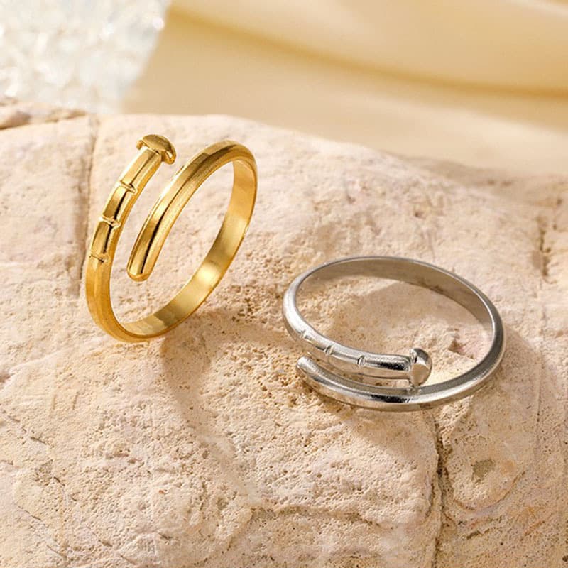 European and American Retro Hydraulic Ring Minimalist Nail Adjustable Opening Ring Niche Personality Design Plain Ring Women Wholesale