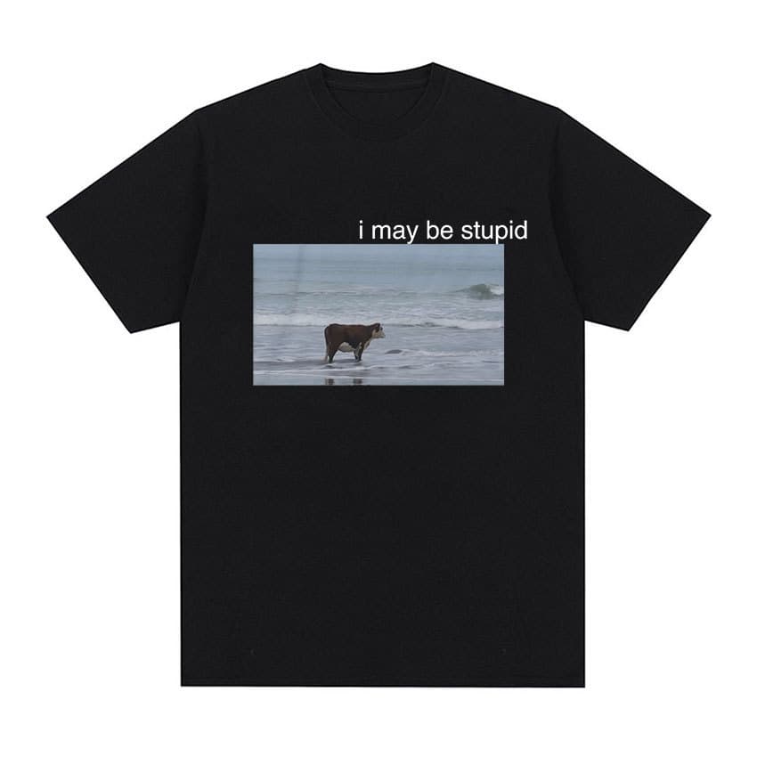 I May Be  Cow on Beach Funny Meme t Shirt Men's Fashio