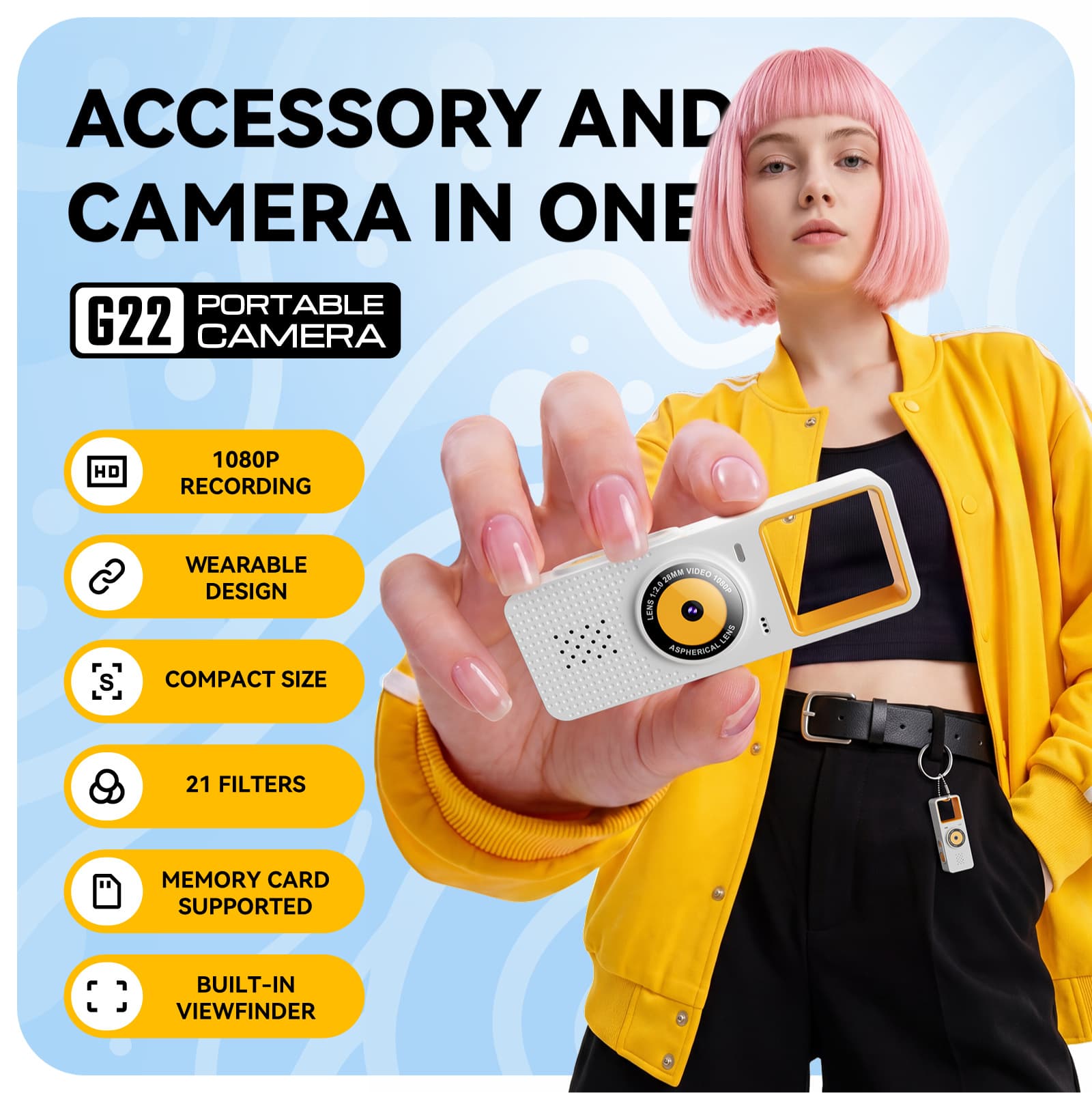 Cross-border student party children's portable digital camera mini action camera keychain high-definition pixel thumb machine