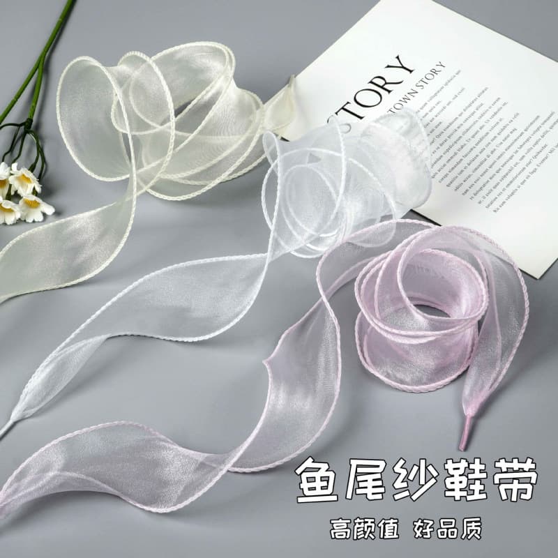Fairy Wave Curly Shoelaces Silk Organza Shoelaces Compatible with German Training Air Force One Canvas Shoelaces One Pair