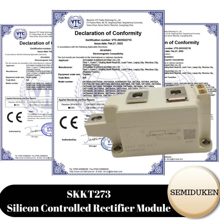 Factory Direct SKKT273 1600V 273A Thyristor Module, Suitable for Power Supply