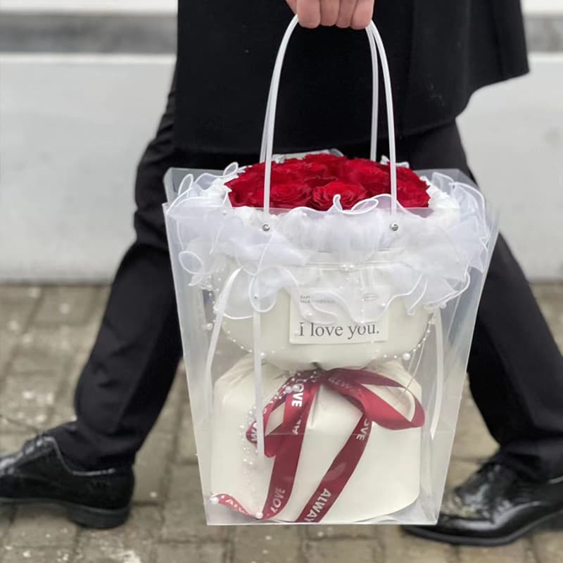 Transparent flower bag gift bag Teacher's Day Valentine's Day 520 flower packaging bag various small fragrance bouquet packaging