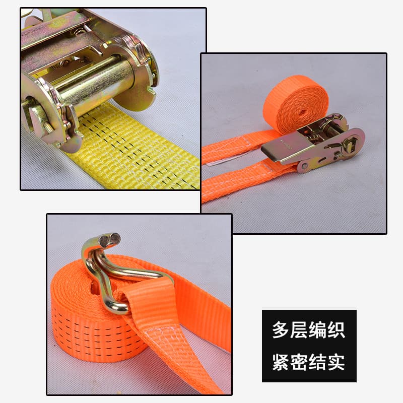 Truck Ratchet Tie-Down Strap, Extra-Wide Large Double Hooks, Cargo Securing Binding Strap with Double Hook Ratchet Tightener