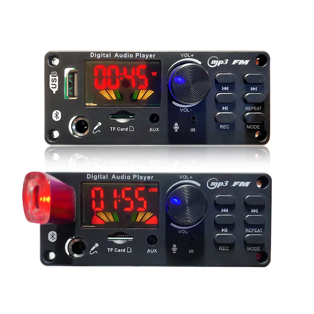 6.5mm Microphone 12V with Amplifier 2*50W Bluetooth MP3 Decoder Board Color Screen with Recording Call Mainboard