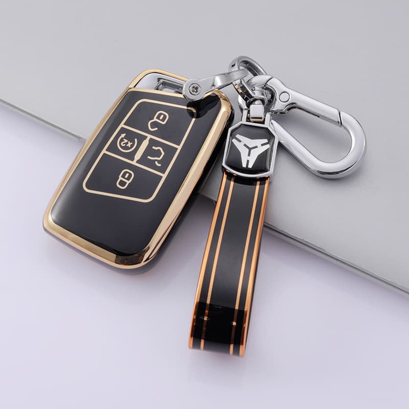 Universal Key Case 5-Button for VW B8 Passat CC Key Fob, Pure Electric & Hybrid, Gold Trim TPU Protective Cover