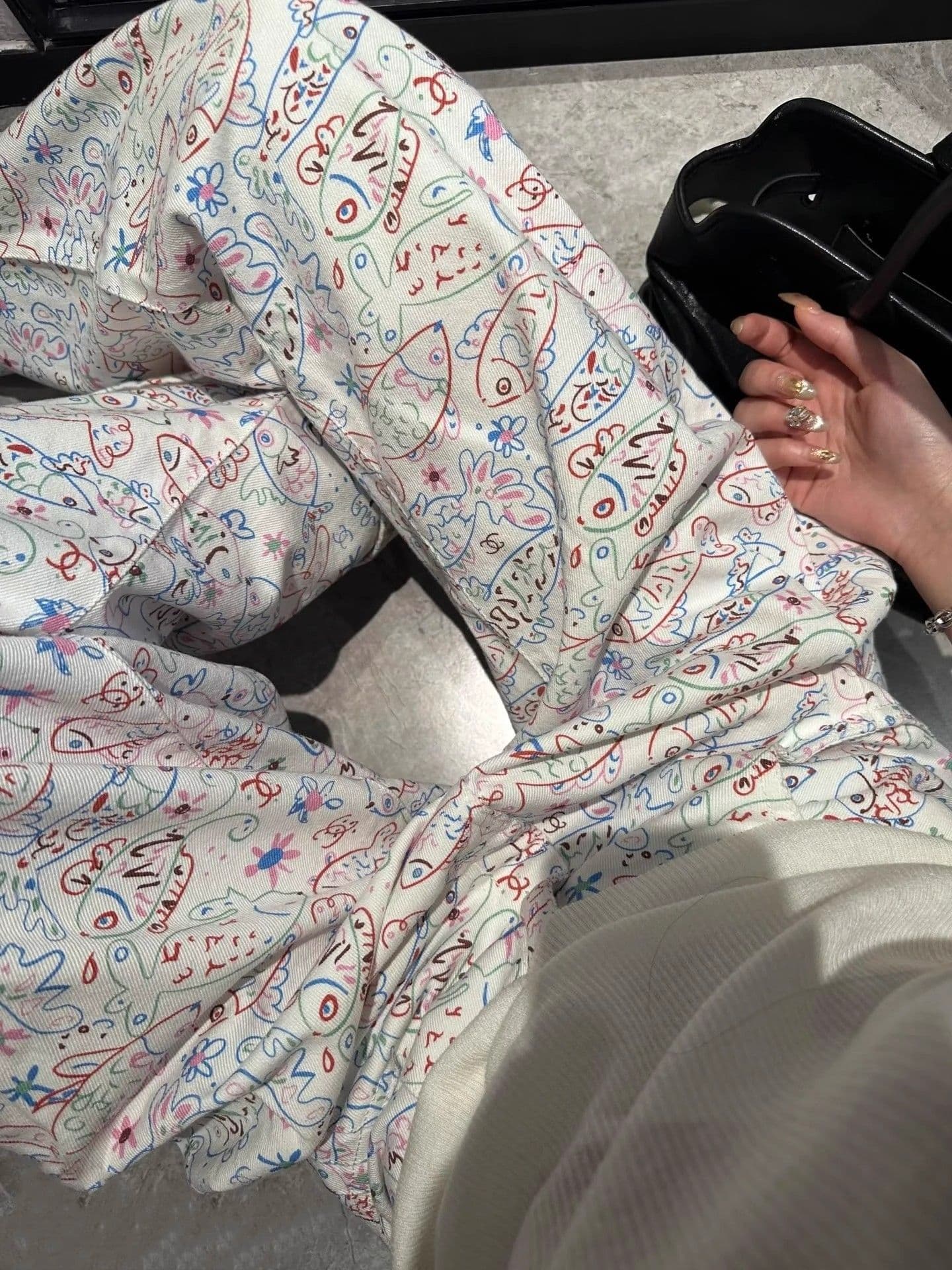 Cropped & Long Pants Fortune Fish Pants co New Season Spring Versatile Casual Printed Painted High-Waist Slimming Pants