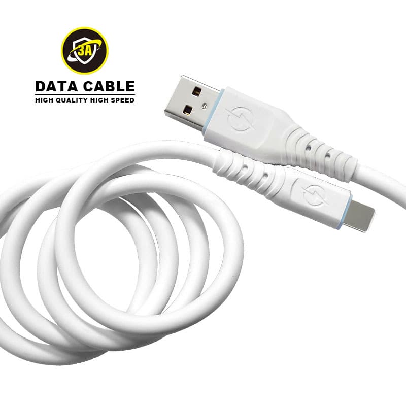 1m silicone fast charging cable 3A black and white USB-8pin suitable for iPhone fast charging cable