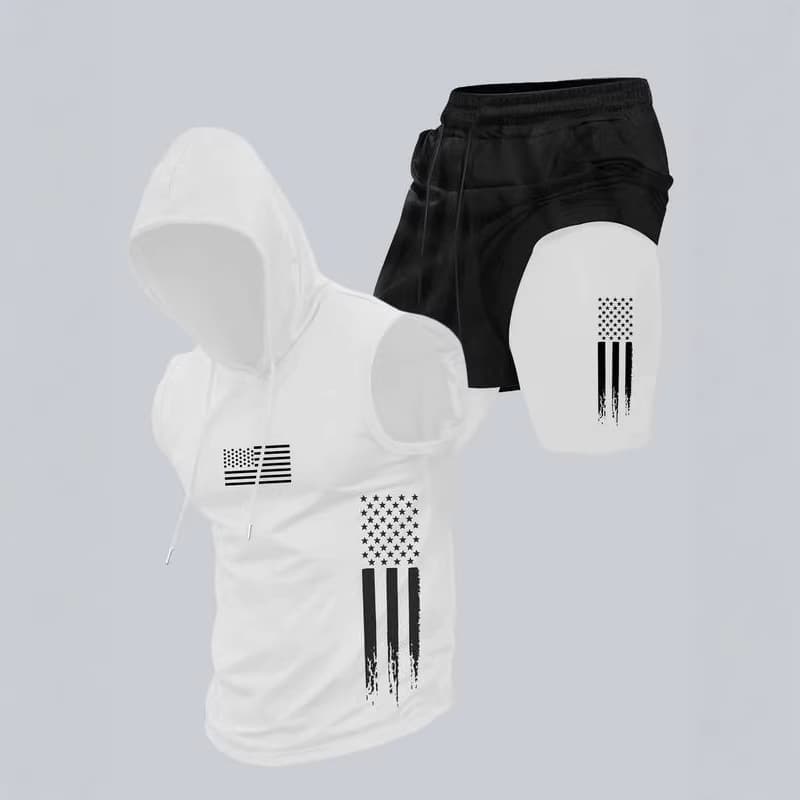 2026 Amazon Cross-Border New Men's Summer Hooded Outdoor Sports Casual Suit Versatile Fashion in Stock