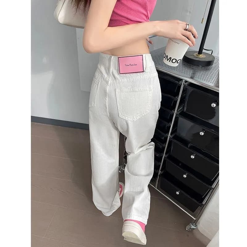 2026 Summer New Korean Style Versatile High-Waist Wide-Leg Jeans for Women Fashion Flowing Floor-Length Straight Jeans Trend