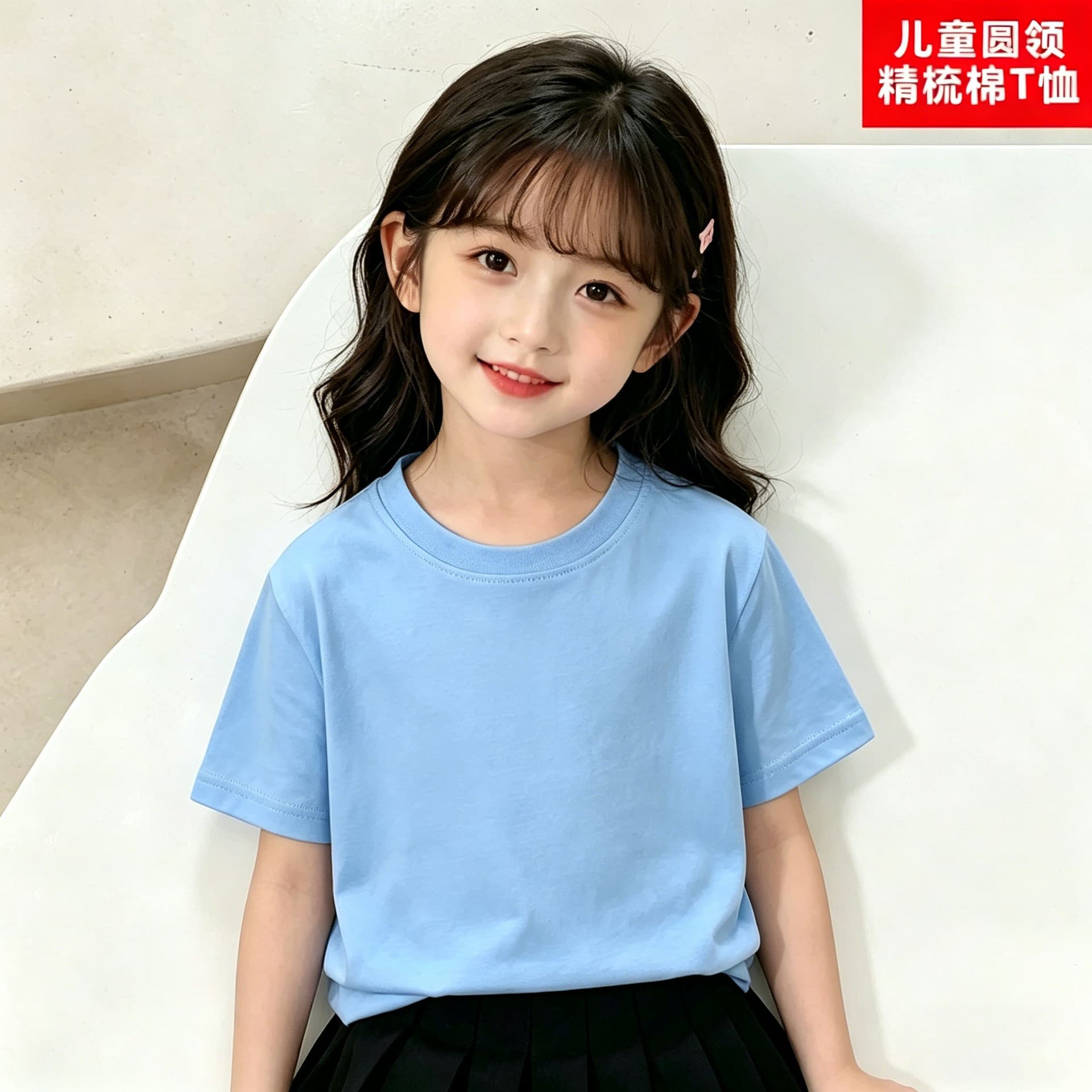 Fashionable Combed Cotton Kids Short Sleeve T-Shirt Spring Summer Undershirt Boys Girls Round Neck Black Half Sleeve Trendy