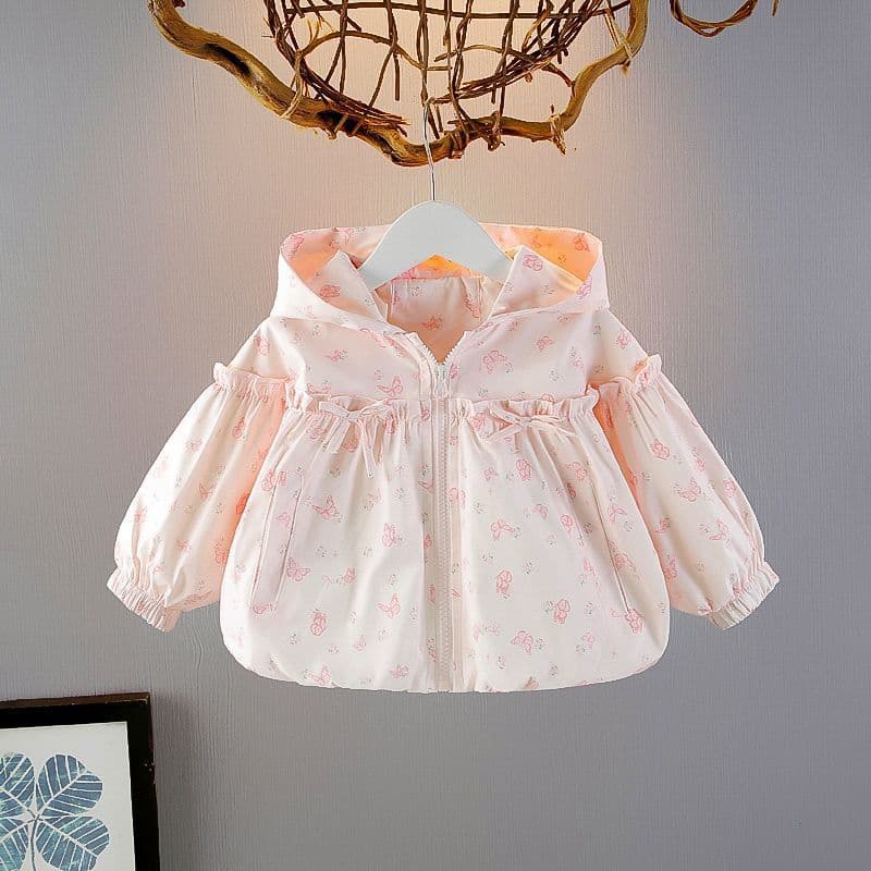 1 Girls' coat spring and autumn 2025 new style little girl style windbreaker hooded spring baby girl fashionable jacket 3