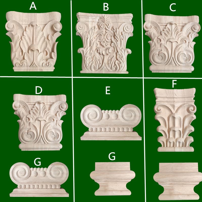 Dongyang Wood Carved Solid Wood Stigma European Style Carved Roman Stigma Decorative Wood Flower Decal Fireplace Door Head Carved Beam Leg