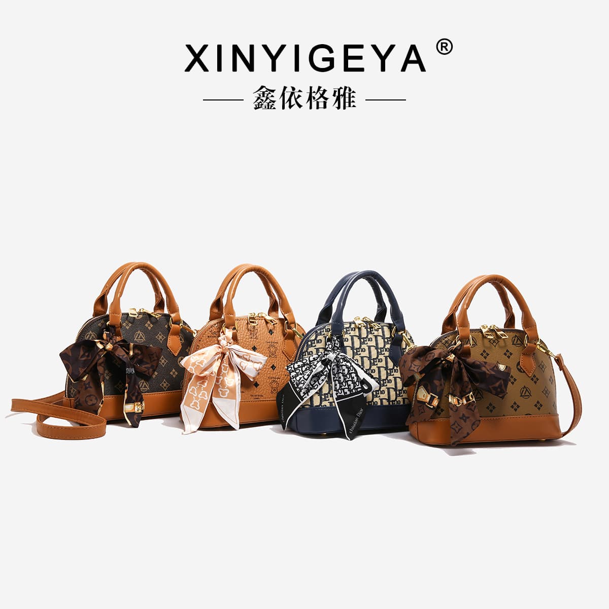 Cross-border trendy women's bag texture new simple fashion retro printed portable shoulder crossbody bag foreign style shell bag