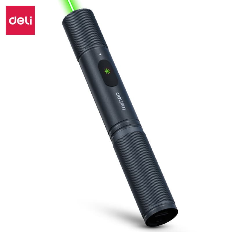 Deli Rechargeable Lithium Battery Green Laser Pointer 200m for Sales, Teaching, Lecture, Meeting Stationery