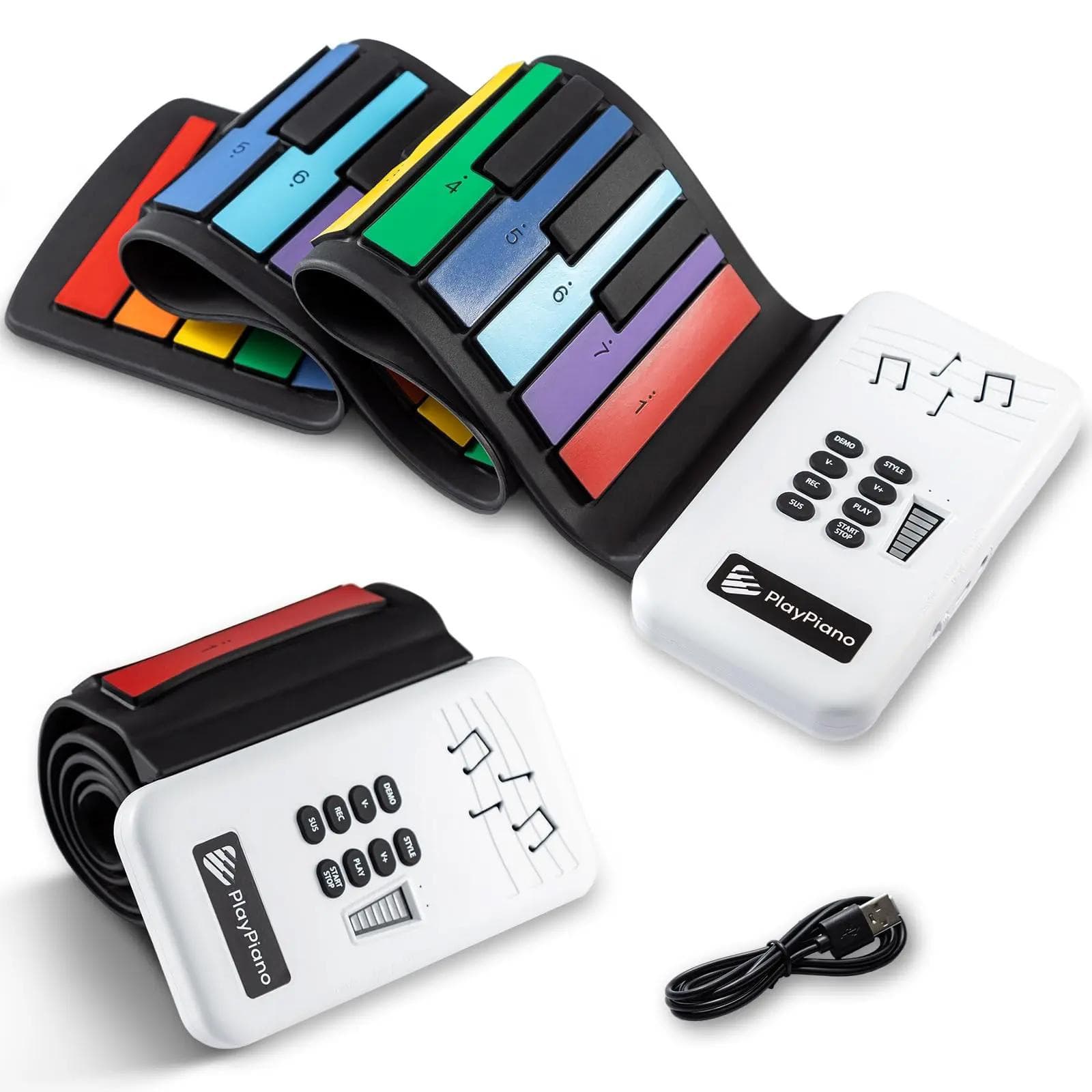 Portable 49-Key Rainbow Foldable Hand-Painted Piano Children's Entry-Level Electronic Piano Compact Music Instrument for Kids