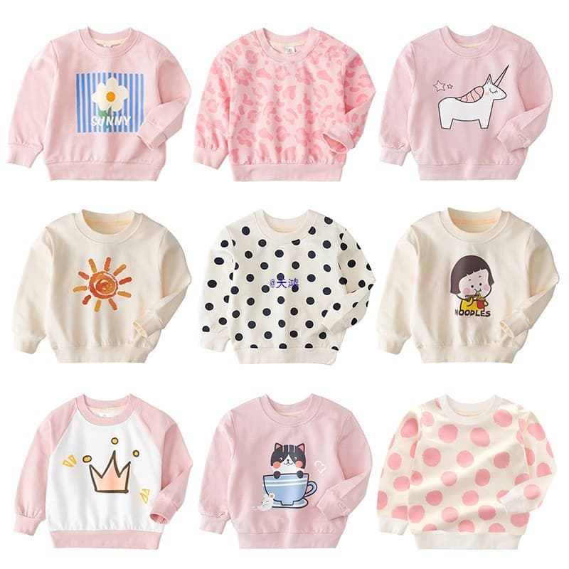 Baby Girl Autumn Sweatshirt, New Children's Pure Cotton Long-Sleeve Top, Trendy Toddler Boy Outwear for Spring and Fall