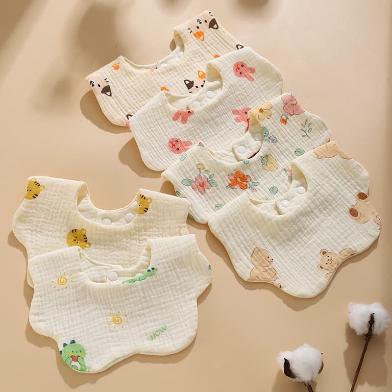 Pure Cotton Drool Bib Anti-Spit Bib Breathable Absorbent Newborn Baby Infant Full Cotton Gauze