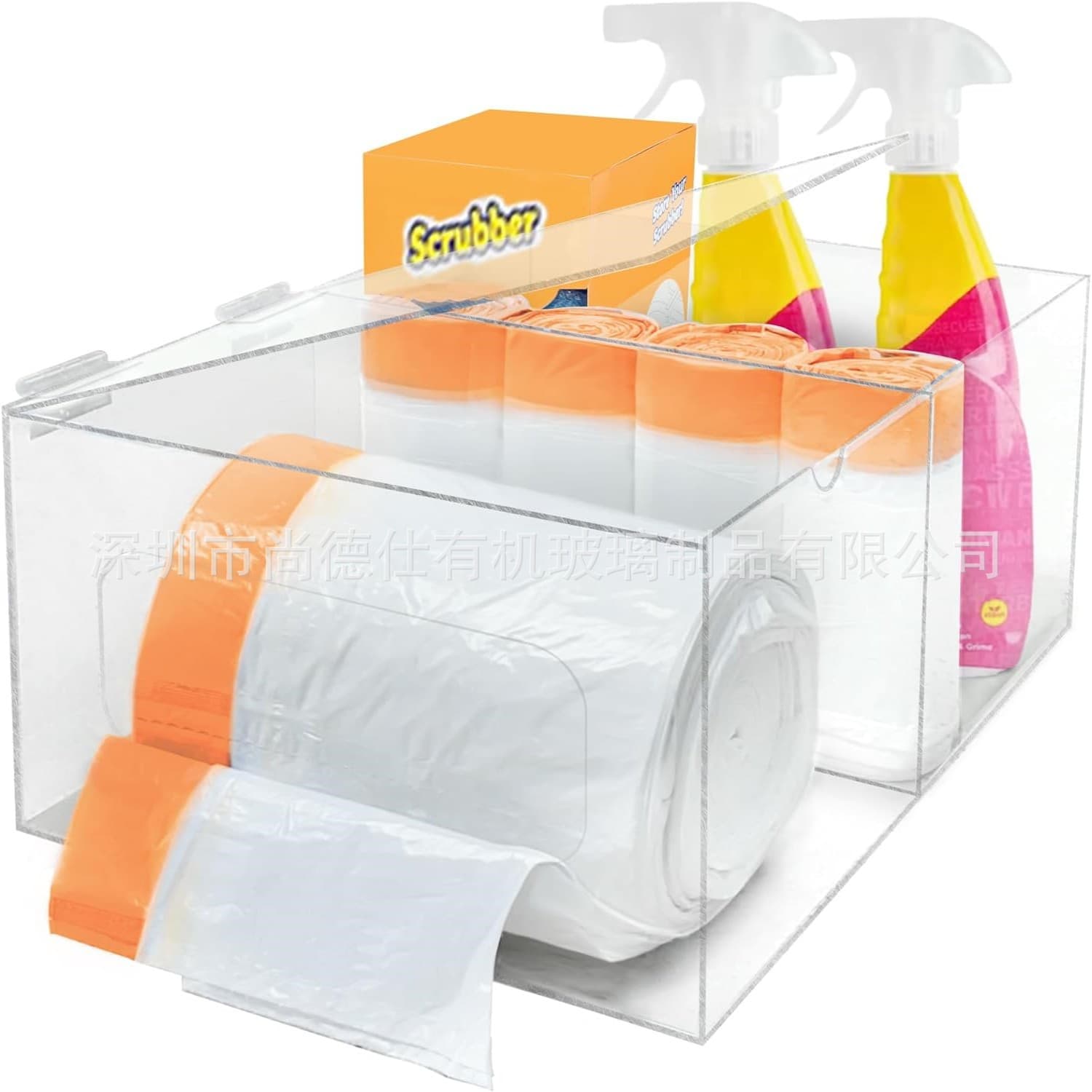 Custom Trash Bag Dispenser and Under Sink Trash Bag Organizer Trash Bag Holder with Lid for Kitchen Storage