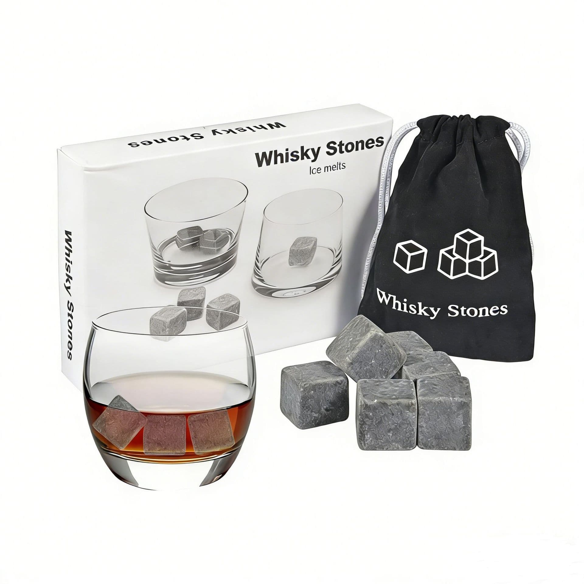 Whiskey ice stones, stone ice cubes, color box whiskey stones, ice wine stones in paper box