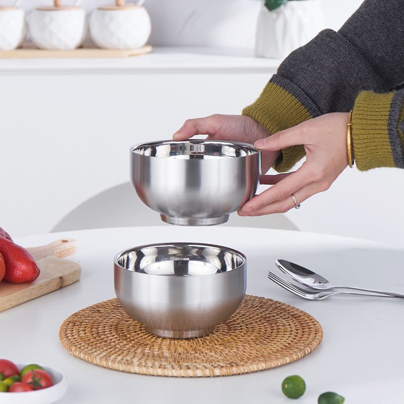 Inside and outside 316 stainless steel bowl suit household children's baby eating bowl double-layer heat insulation anti-scald food grade