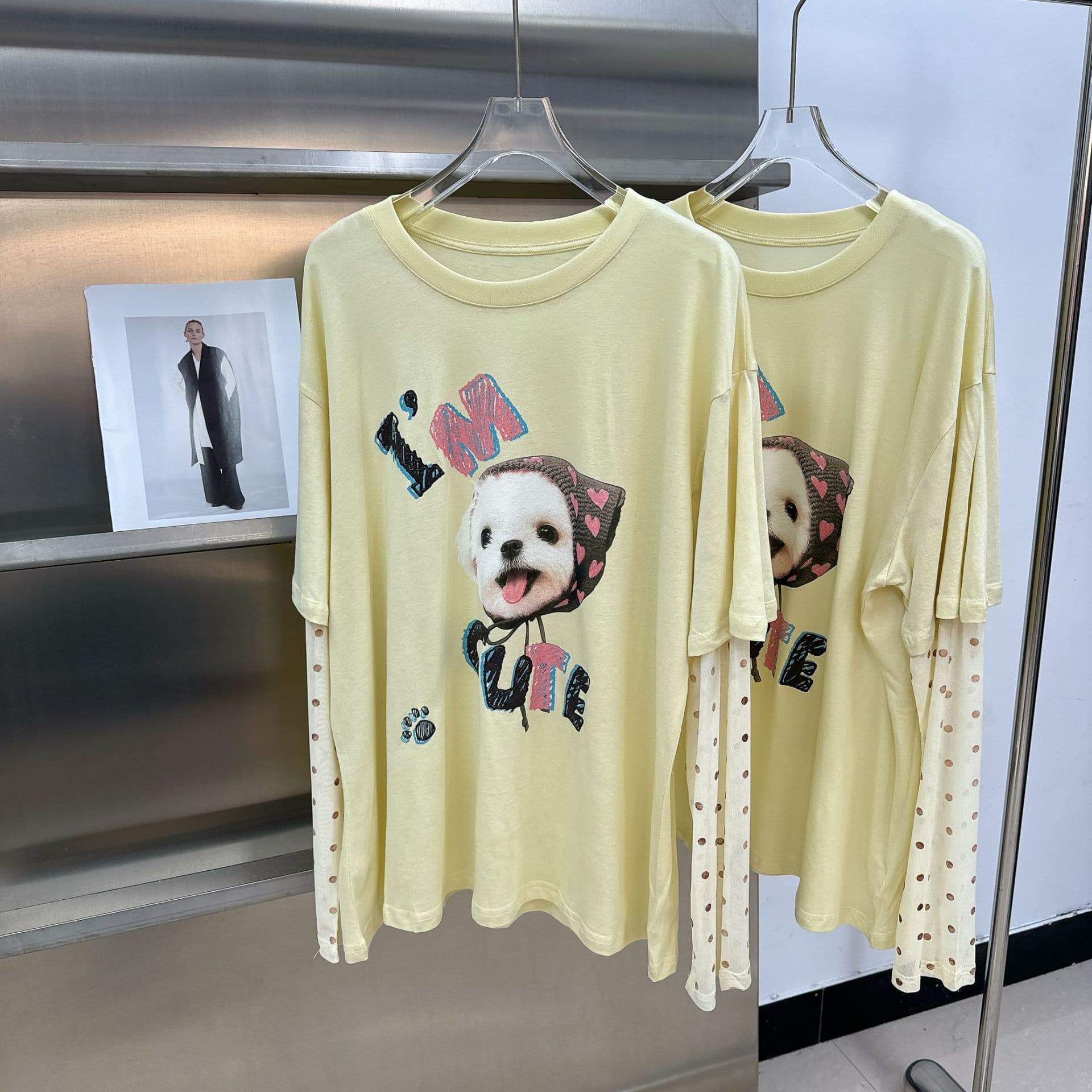 2026 summer new style thin fake two-piece long-sleeved T-shirt for women, ghost girl, mid-length, large version, casual top, trendy T-shirt