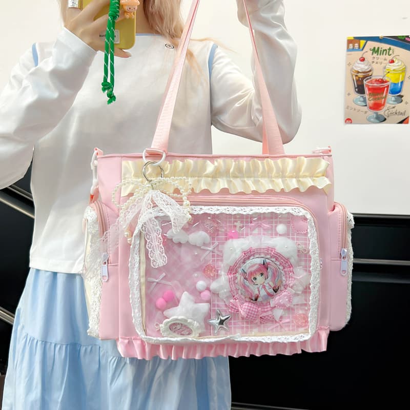 New Japanese-style, Instagram-worthy, fresh, sweet, candy-colored, girly transparent splatter bag, lightweight crossbody bag.