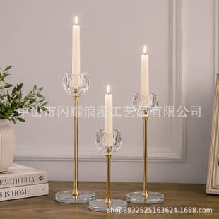 Modern Crystal Candle Holder 3-Piece Set, Luxury Home Table Decor, Simple Candle Stand