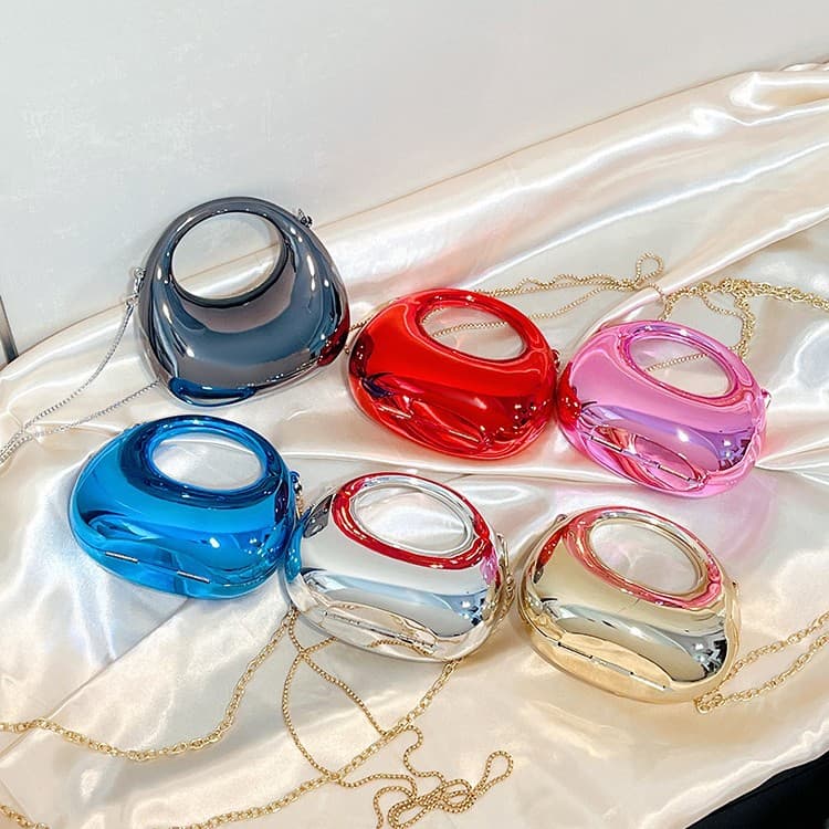 2025 New Cross-Border Fashion Chain Mini Bag Crescent Moon Acrylic Bag Lipstick Coin Children's Bag Crossbody Bag