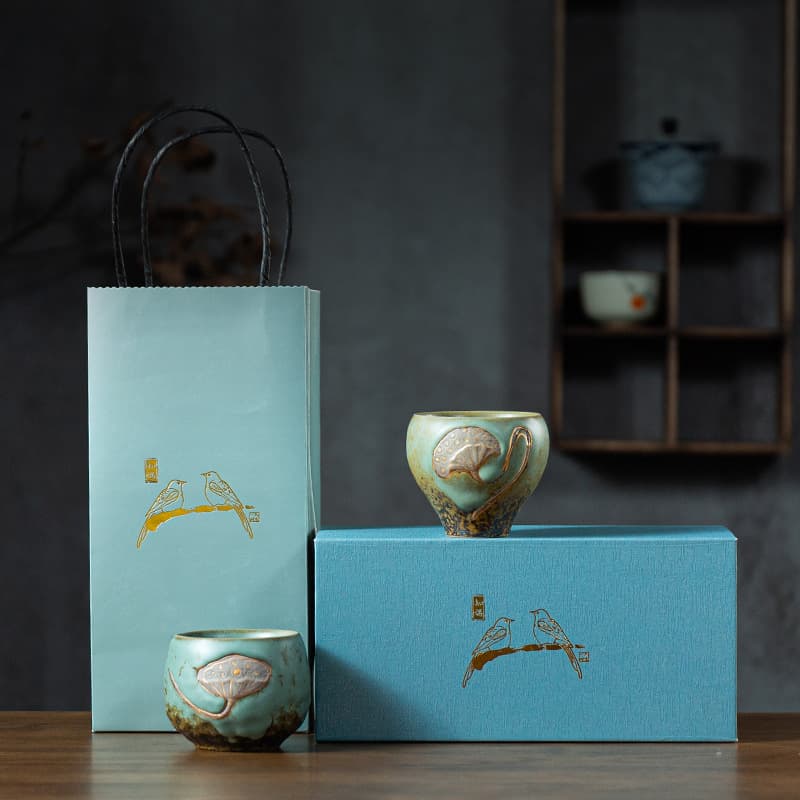 Lotus Couple Pair Cups, Ceramic Kung Fu Tea Cup Host Cup, Newlywed Wedding Celebration Marriage Gift