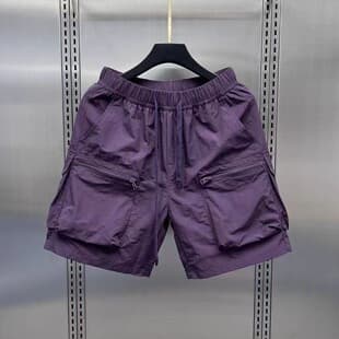 Summer Thin Outdoor Cargo Shorts for Men, Loose Casual 5/8 Length Quick-Dry Pockets Zipper Breathable Mid-Length Pants