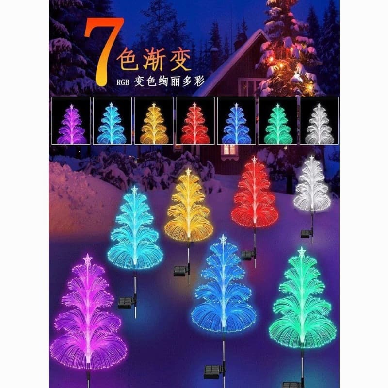 LED Solar Fiber Optic Jellyfish Light, Colorful Gradient Decorative Light, Outdoor Waterproof Light, Garden Landscape Light