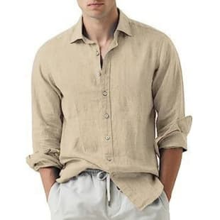 Summer Export Amazon Europe/US Cotton Linen Solid Color Men's Shirt Youth Casual Lightweight Breathable