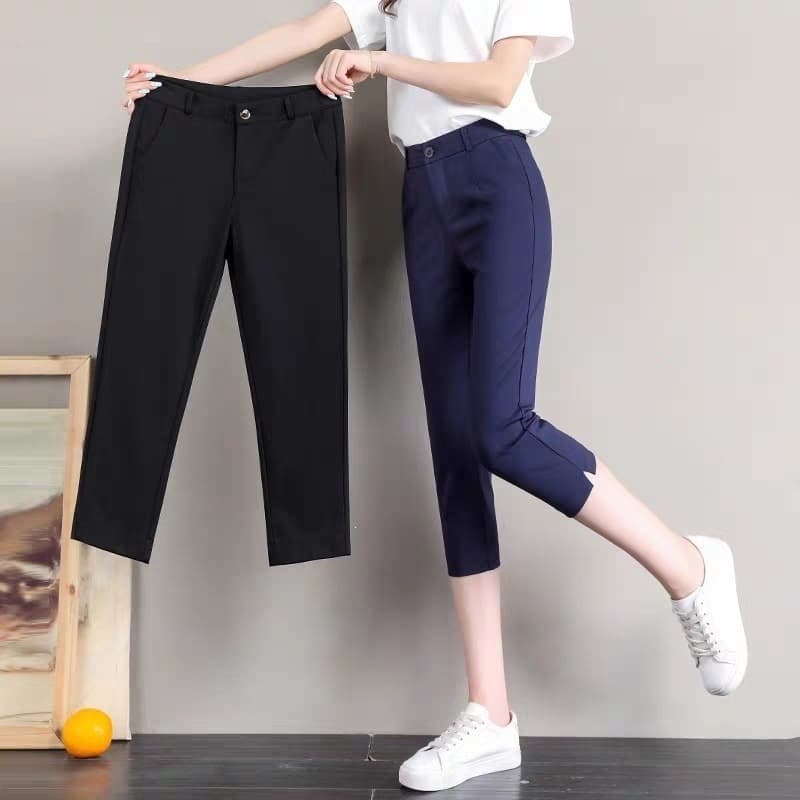 Women's Summer Lightweight Capri Pants 2026 New Plus Size Loose High Waist Mid-Length Casual Versatile Suit Pants