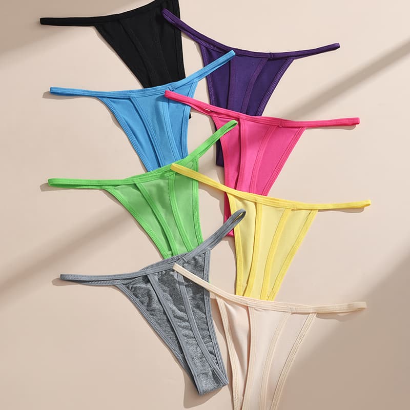 Cross-border Hot Selling Sexy Thong Women's Triangle Panties Waist Thin Strap Seamless T-back Underwear Milk Silk Panties