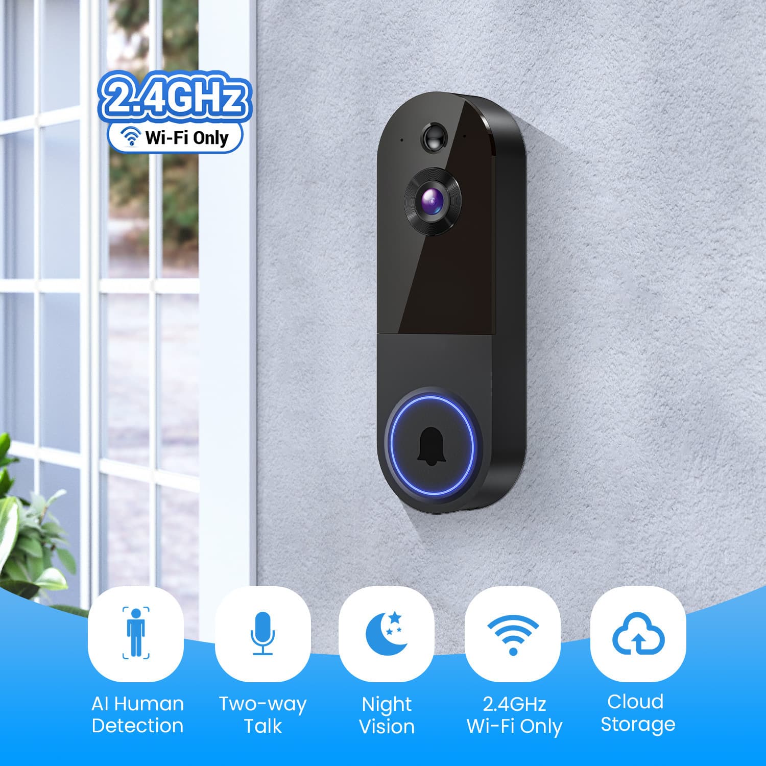 Video Doorbell Camera Wireless Voice Intercom Monitoring WiFi HD Night Vision Smart Doorbell Electronic Peephole